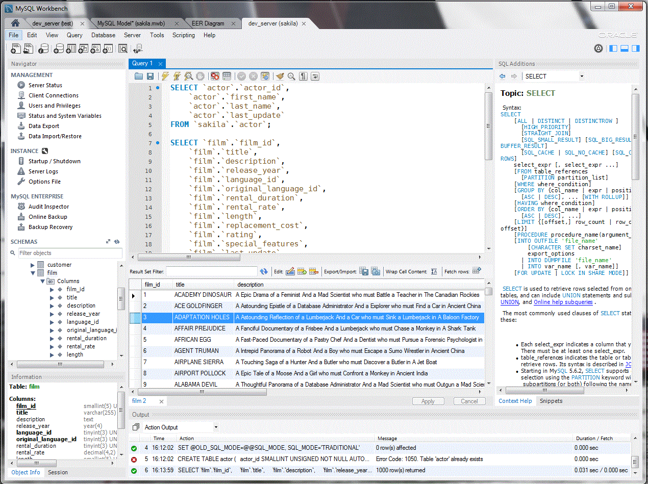 MySQL :: MySQL Workbench: SQL Development