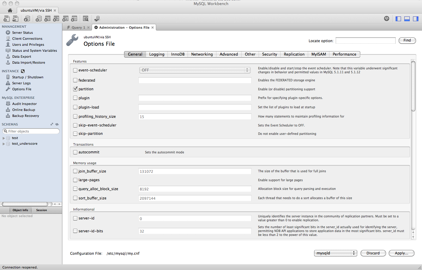 MySQL :: MySQL Workbench: Administration